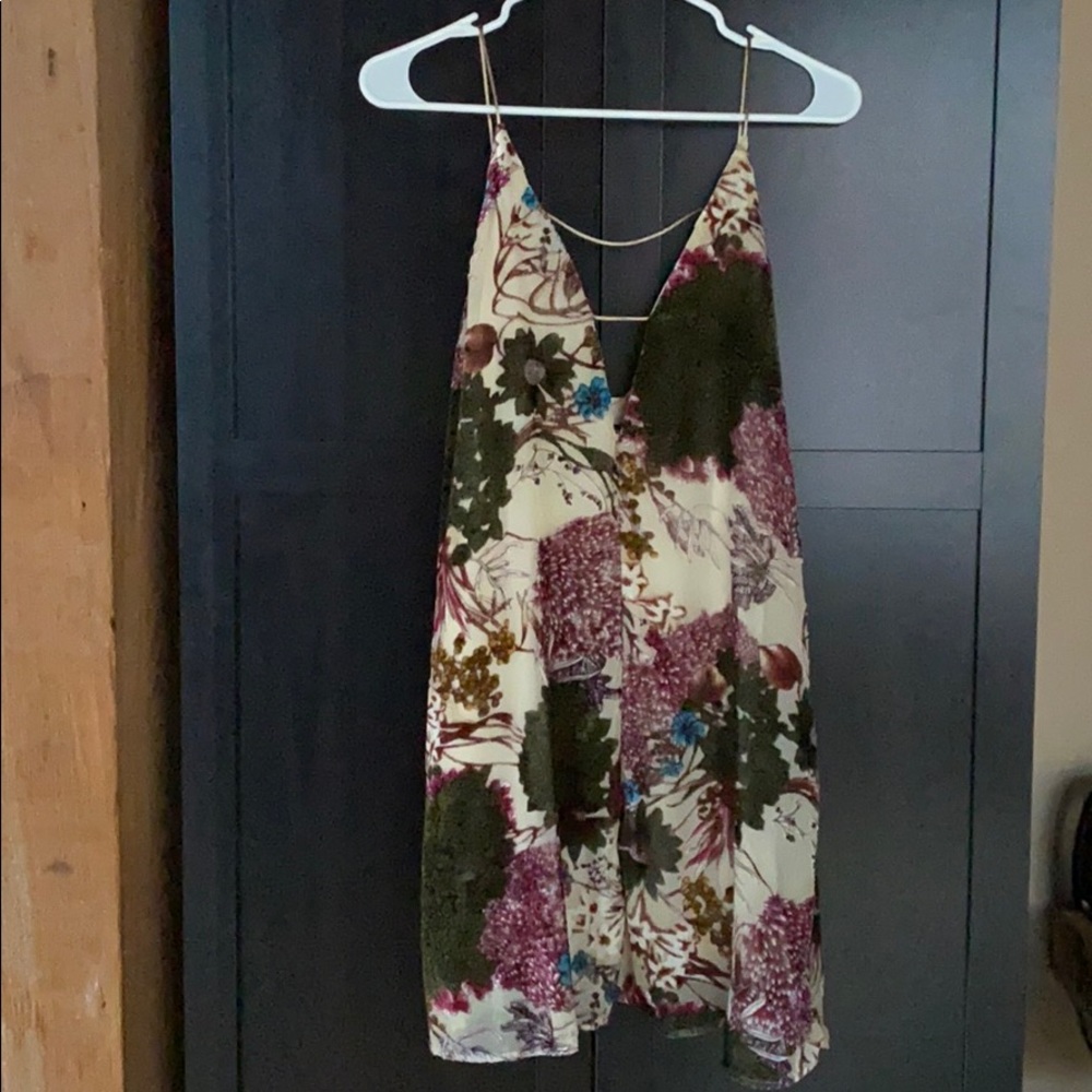 Velvet/chiffon spaghetti strap dress